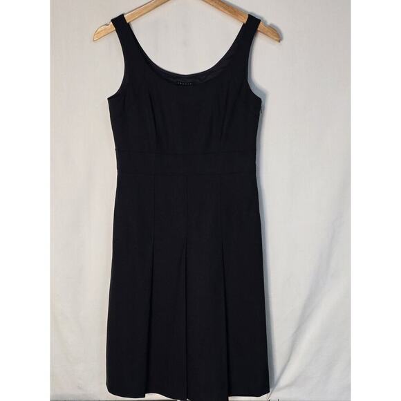 Theory Women's Square-Neck True Black Size 6 Fit N Flare A-Line Dress $355 - Picture 1 of 7